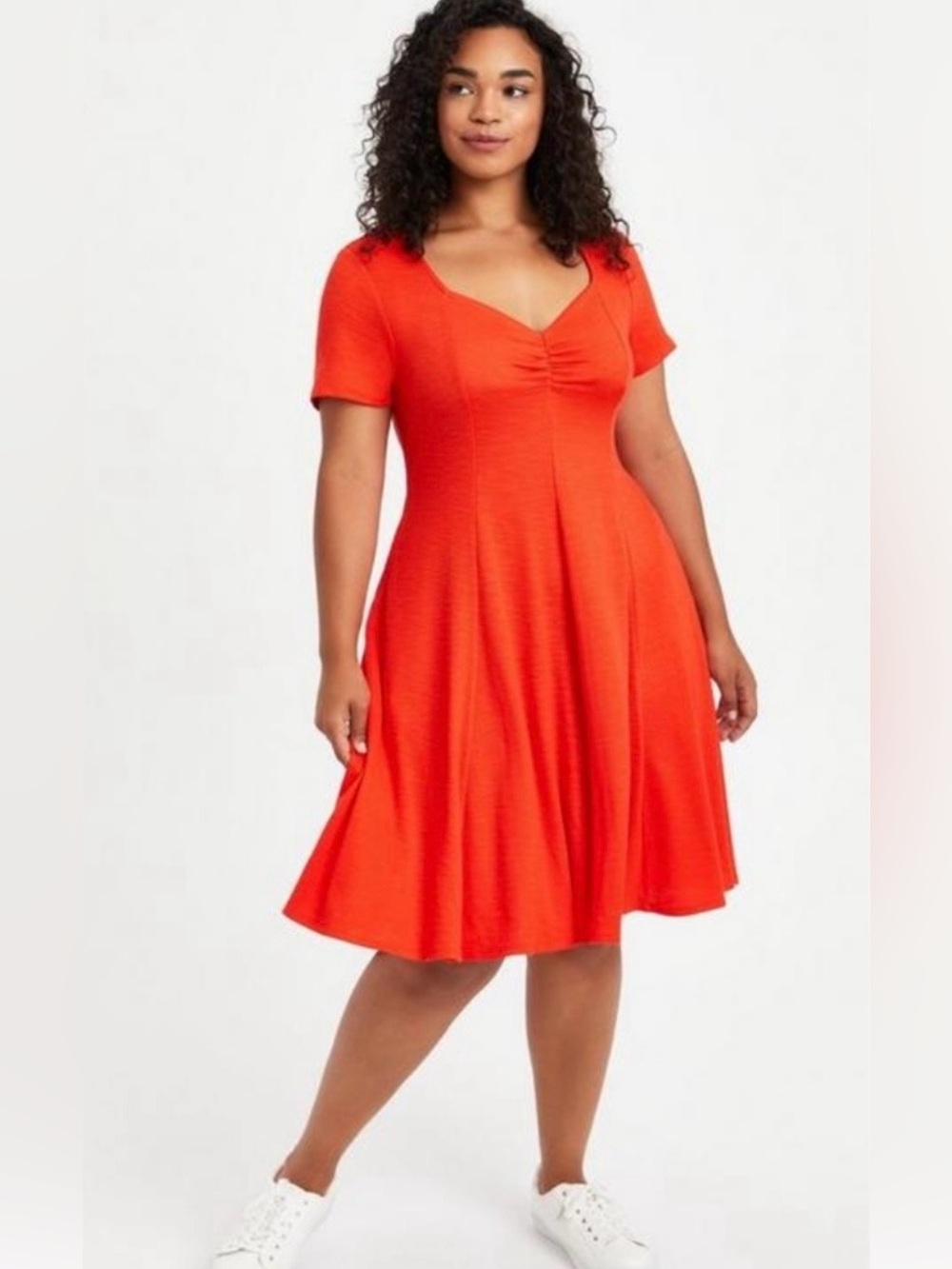 torrid reddish Orange V-Neck Short Sleeve Fit & Flare Dress, size 12 (Torrid 00)